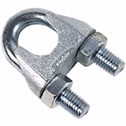 Caractéristique = DIN 741 Diamètre de câble = 5mm Matériau = Acier au carbone (boulon en U), acier (pont) RS PRO 6