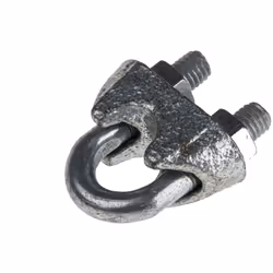 Caractéristique = DIN 741 Diamètre de câble = 6mm Matériau = Acier au carbone (boulon en U), acier (pont) RS PRO V6