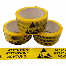 Longueur = 66m Dissipateur = Non Conducteur = Non Antistatique = Oui Salle blanche = Non Texte/logo sur le ruban = Attention  ...