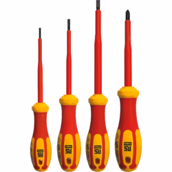 Type de tournevis = VDE Nombre de pièces = 4 Type de pointe = Pozidriv, fendu Dimensions de la pointe = 4 mm (plat), 5,5 mm ( ...