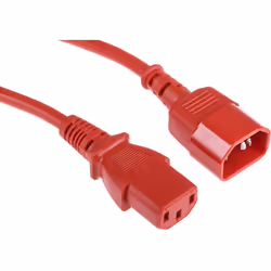 Connecteur A = C13, IEC Connecteur B = C14, CEI Longueur = 2m Couleur de gaine = Rouge Section = 0,75 mm²