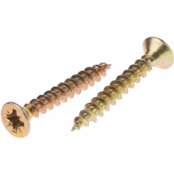 Longueur métrique = 30mm Forme de tête = Fraisée Type d'entrainement = Pozidriv Matériau = Acier Finition = Jaune passivé, ga ...