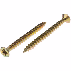 Longueur métrique = 50mm Forme de tête = Fraisée Type d'entrainement = Pozidriv Matériau = Acier Finition = Jaune passivé, ga ...