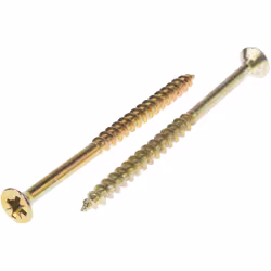 Longueur métrique = 90mm Forme de tête = Fraisée Type d'entrainement = Pozidriv Matériau = Acier Finition = Jaune passivé, ga ...