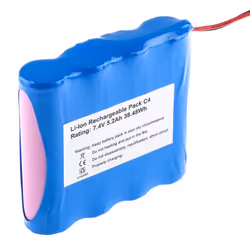 Chimie = Lithium-Ion Tension nominale = 7.4V Nombre d'éléments = 4 Capacité = 5.2Ah Type de terminaison = Fils Taille = 78 x  ...