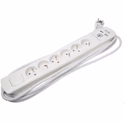Type = Barrette Longueur de câbles = 5m Nombre de prises = 6 Câblé = Oui Tension = 250 V Courant non selfique = 16A Couleur = ...