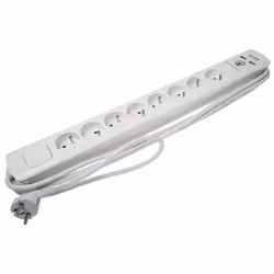 Type = Barrette Longueur de câbles = 5m Nombre de prises = 8 Câblé = Oui Tension = 250 V Courant non selfique = 16A Nombre de ...