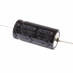 Capacité = 22µF Tension = 450V c.c. Type de montage = Traversant Technologie = Electrolytique Dimensions = 16 (Dia.) x 33mm H ...