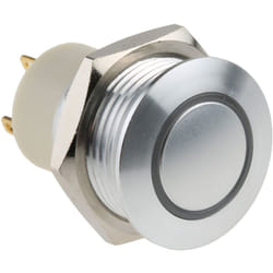Bouton-poussoir, Verrouillable lumineux, led Bleu, Unipolaire à une direction, 2 a, Montage panneau ( Prix pour 1 )