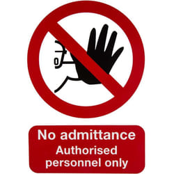 Rs Pro - Panneau interdiction, avec pictogramme : , avec pictogramme : Obligation générale 'No Admittance Authorised Personnel ( Prix pour 1 )