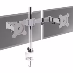 Duronic DM252 WE Support de 2 moniteurs à Pince pour Bureau - Hauteur Ajustable -Rotatif/Pivotable/Inclinable-Compatible avec