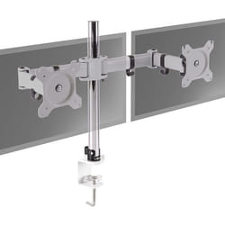 Duronic DM252 WE Support de 2 moniteurs à Pince pour Bureau - Hauteur Ajustable -Rotatif/Pivotable/Inclinable-Compatible avec