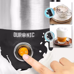 Duronic MF300 Mousseur et réchauffeur de lait Électrique portatif Noir, Acier inoxydable