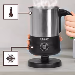 Duronic MF300 Mousseur et réchauffeur de lait Électrique portatif Noir, Acier inoxydable