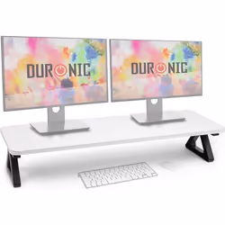Duronic DM06-2 WE Support pour Deux moniteurs en MDF 82 x 30 cm Rehausseur décran dOrdinateur Portable LCD LED TV pour 1 ou 2