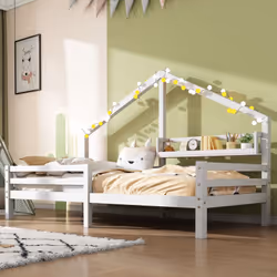 Description Style scandinave Ce lit de maison se caractérise par un design monochrome et minimaliste et un matériau en bois n ...