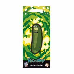 Longueur : 65 mm. Largeur : 25 mm. Motif : broderie. Personnages : Pickle Rick. Produit officiel.