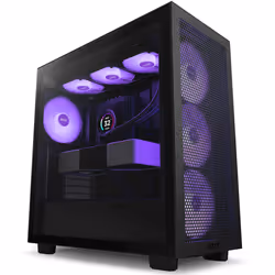 NZXT H7 Flow RGB, Midi Tower, PC, Noir, ATX, EATX, micro ATX, Mini-ITX, SGCC, Verre trempé, 18,5 cm