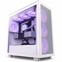 NZXT H7 Flow RGB, Midi Tower, PC, Blanc, ATX, micro ATX, Mini-ITX, Verre, Acier, Jouer