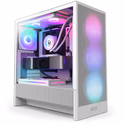 NZXT H5 Flow RGB, Midi Tower, PC, Blanc, ATX, EATX, micro ATX, Micro-ITX, SGCC, Verre trempé, Jouer