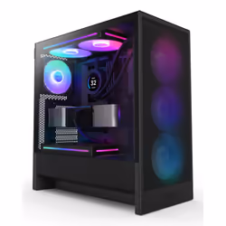 NZXT H5 Flow RGB, Midi Tower, PC, Noir, ATX, EATX, micro ATX, Mini-ITX, SGCC, Verre trempé, Jouer