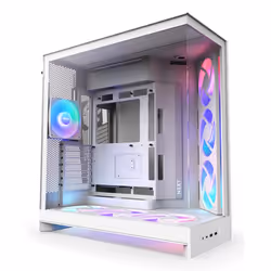 NZXT H9 Flow RGB+, Midi Tower, PC, Blanc, ATX, EATX, micro ATX, Mini-ITX, Mesh, SGCC, Verre trempé, Jouer