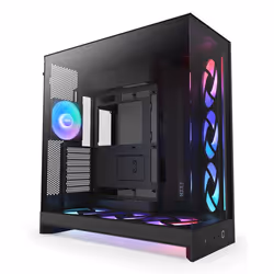 NZXT H9 Flow RGB+, Midi Tower, PC, Noir, ATX, EATX, micro ATX, Mini-ITX, Mesh, SGCC, Verre trempé, Jouer