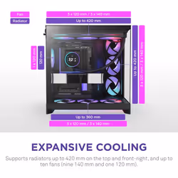 NZXT H9 Flow RGB+ Midi Tower Noir - Vue supplémentaire 4