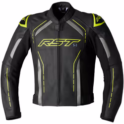 RST S1 Veste en cuir de moto, noir-jaune, taille 42 pour Hommes