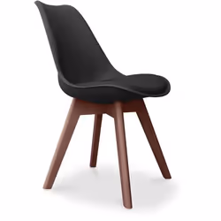 Premium Chaise Brielle au design scandinave avec coussin - Pieds sombres Noir 48