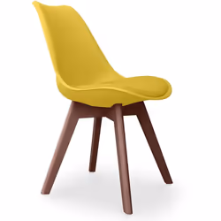 Premium Chaise Brielle au design scandinave avec coussin - Pieds sombres Jaune