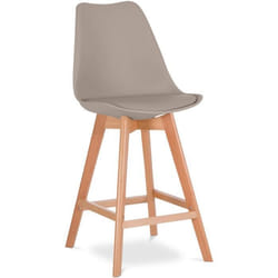 Tabouret de bar - PREMIUM - Brielle - Style scandinave - Bois massif - Coussin fixe