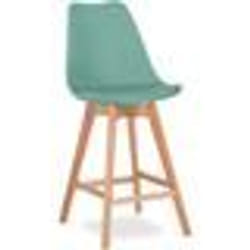 Premium Tabouret de bar Brielle avec coussin de style scandinave - Bois Vert pastel