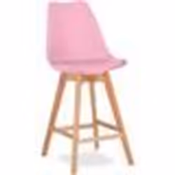 Premium Tabouret de bar Brielle avec coussin de style scandinave - Bois Rose pâle