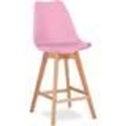 Premium Tabouret de bar Brielle avec coussin de style scandinave - Bois Rose pâle
