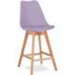 Premium Tabouret de bar Brielle avec coussin de style scandinave - Bois Violet pastel