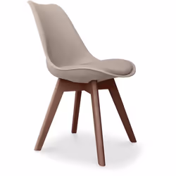 Premium Chaise Brielle au design scandinave avec coussin - Pieds sombres Taupe 48