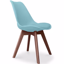 Premium Chaise Brielle au design scandinave avec coussin - Pieds sombres Vert pastel