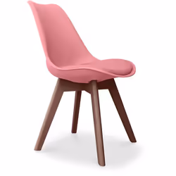 Premium Chaise Brielle au design scandinave avec coussin - Pieds sombres Rose pâle