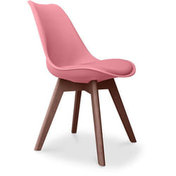 Premium Chaise Brielle au design scandinave avec coussin - Pieds sombres Rose pâle