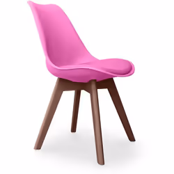 Premium Chaise Brielle au design scandinave avec coussin - Pieds sombres Fuchsia
