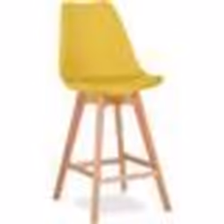 Premium Tabouret de bar Brielle avec coussin de style scandinave - Bois Jaune