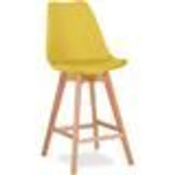 Premium Tabouret de bar Brielle avec coussin de style scandinave - Bois Jaune