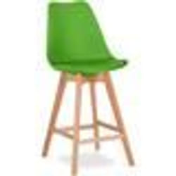 Premium Tabouret de bar Brielle avec coussin de style scandinave - Bois Vert