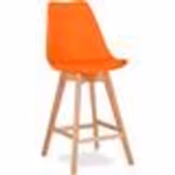 Premium Tabouret de bar Brielle avec coussin de style scandinave - Bois Orange