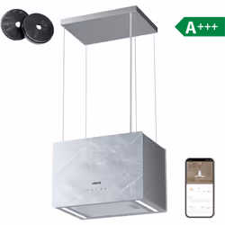 Ciarra CD4850W Hotte îlot Couleur Marbre blanc bleu, Contrôle Intelligent, Design moderne et de performance excellente Smart  ...