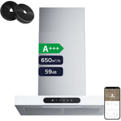 Smart Hotte Aspirante 60cm 650m3/h Booster a+++ 2pcs Filtres au Charbon Tactile Ciarra CD6102W