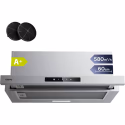Ciarra Hotte de Cuisine Tiroir 60cm Recyclage ou Evacuation CD6909AS Efficacité énergétique A+: Equiper un moteur à courant c ...