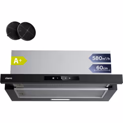 Ciarra Hotte de Cuisine Tiroir 60cm Recyclage ou Evacuation CD6909AB Efficacité énergétique A+: Equiper un moteur à courant c ...