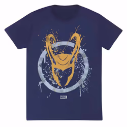 Marvel T shirt à manches courtes Splatter Logo Bleu Unisexe
